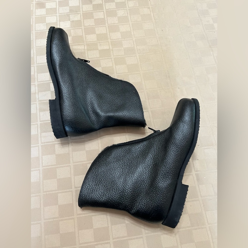 Vintage Black Leather Faux Fur winter boots size 5.5M‎ Made In USA Grip 75398